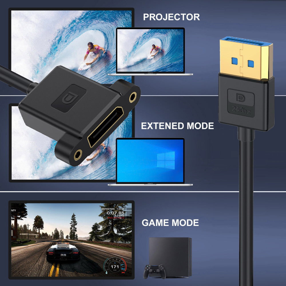 Ultrafine DisplayPort 1.4 DP Male to Female Extension Cable 8K 60hz 4K 144hz for Desktop Laptop Monitor Graphics Card 30cm