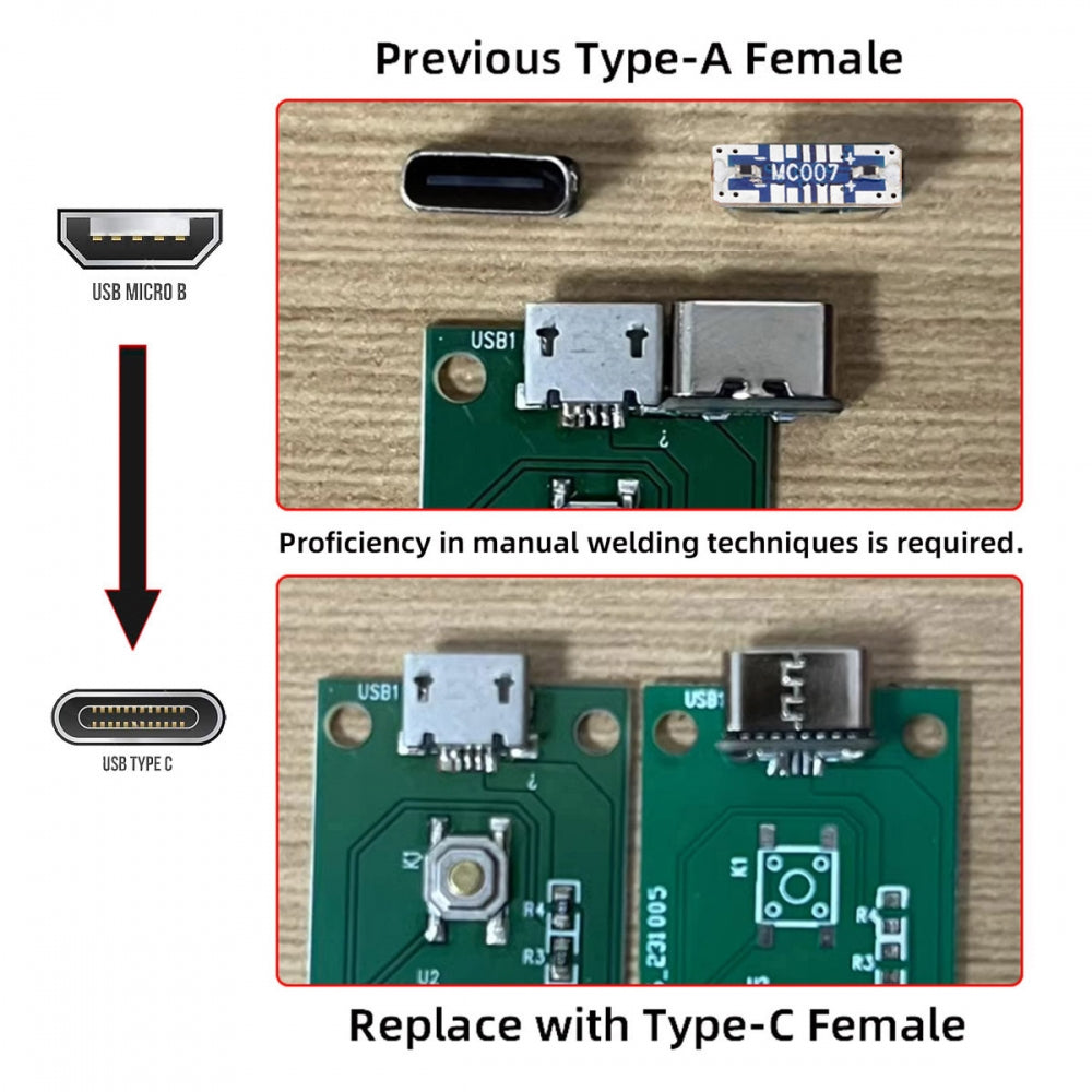5pcs/lot DIY Solder Type-C Female Socket Connector Replace for Micro-USB 5Pin Female SMT Type DC 5V Power