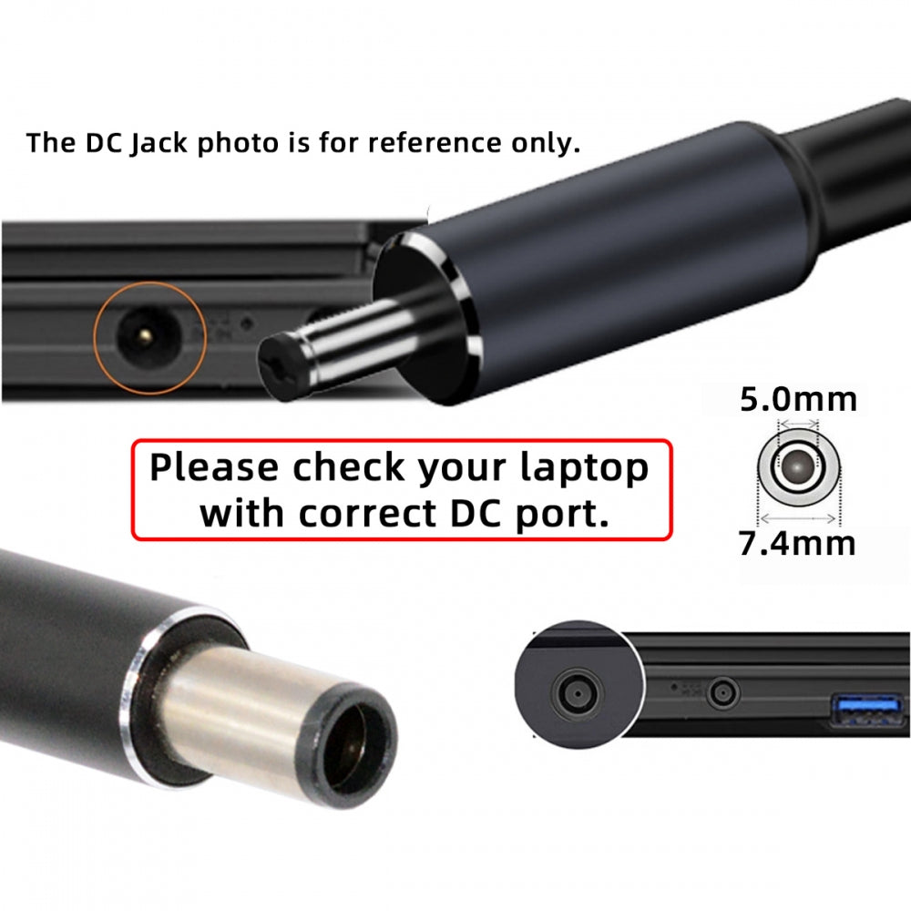 100W Type C USB-C Input to 20V DC 7.4*5.0mm Output Power 20V 5A 65W PD Charge Cable compatible with HP-Laptop