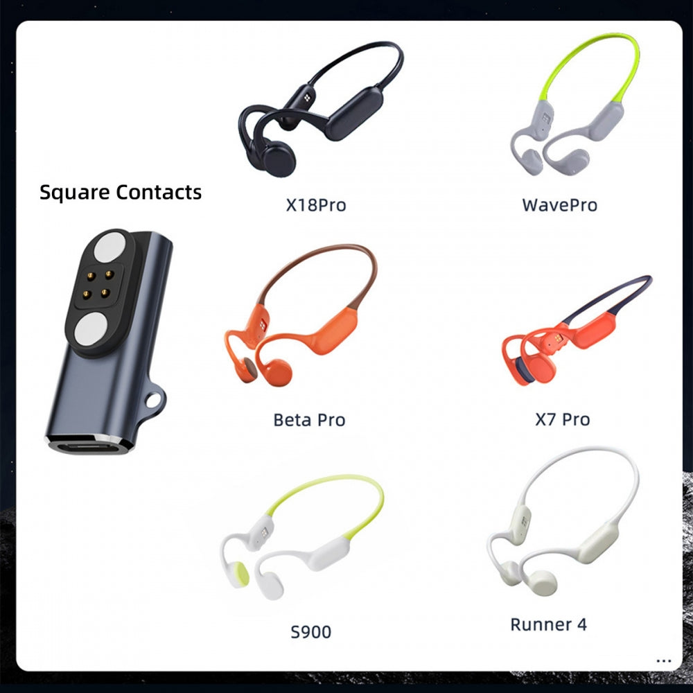 2pcs/lot Magnetic Charging Adapter USB Type-C to Pitch 2.5mm with 4-Pin Terraced Square Contacts Compatible with Bone Conduction Headphone