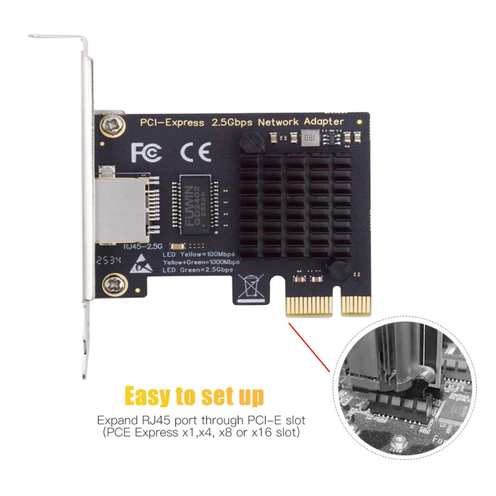 2500Mbps 2.5Gbps to PCI-E PCI Express 1x GBE Gigabit 1000Mbps Ethernet Network LAN Cable Adapter for Desktop Motherboard