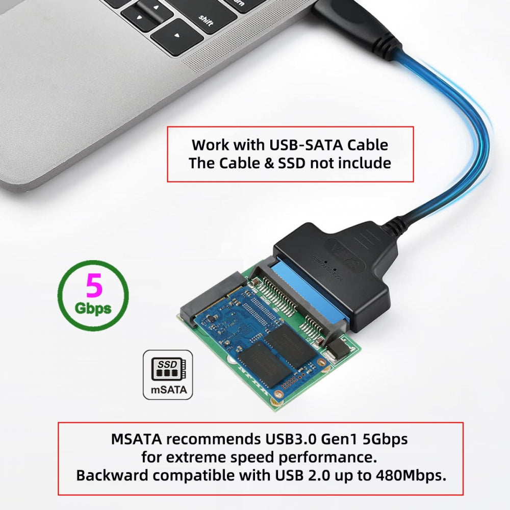 Low Profile 50Pin mSATA 3050 SSD 5x3cm to 2.5" SATA 3.0 22Pin Disk Adapter 6Gbps PCBA