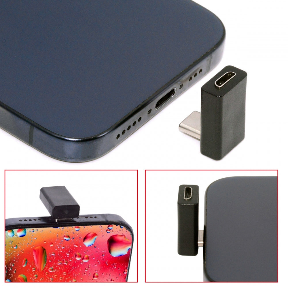 2pcs/lot Micro USB Female to USB-C USB2.0 Type-C Male Power Data Adapter 90 Degree Up Angled Type