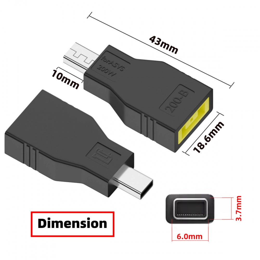 180W 200W Power Rectangle Jack Thinkpad X1 Input to Flow 14 16 Air Rectangle Plug Charge Adapter Compatible with ROG Laptop