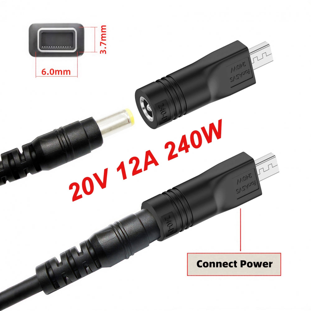 240W Power DC Jack 5.5*2.5mm Input to Flow Z13 14 16 Air Rectangle Plug Charge Adapter Compatible with ROG Laptop