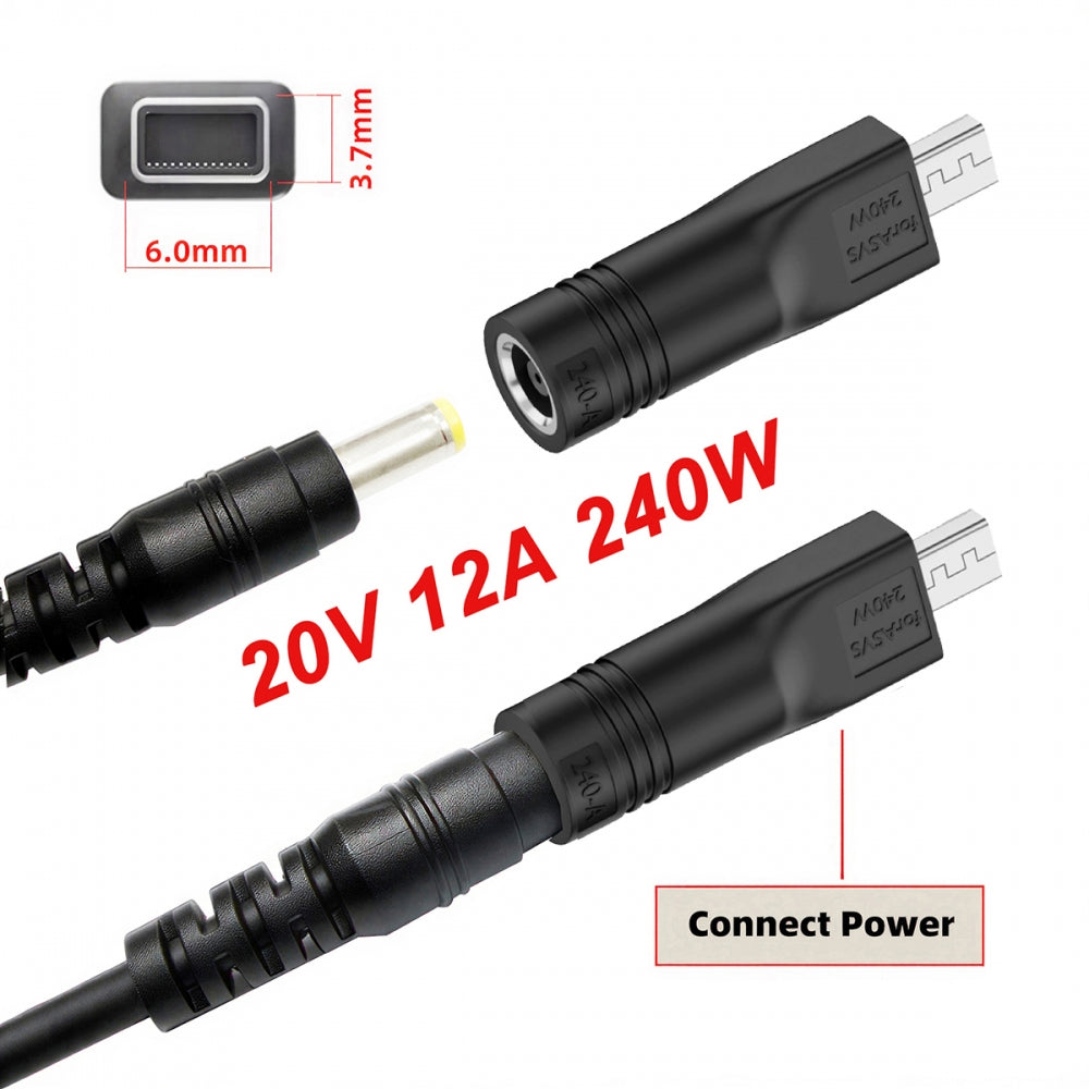 240W Power DC Jack 7.4*5.0mm Input to Flow Z13 14 16 Air Rectangle Plug Charge Adapter Compatible with ROG Laptop