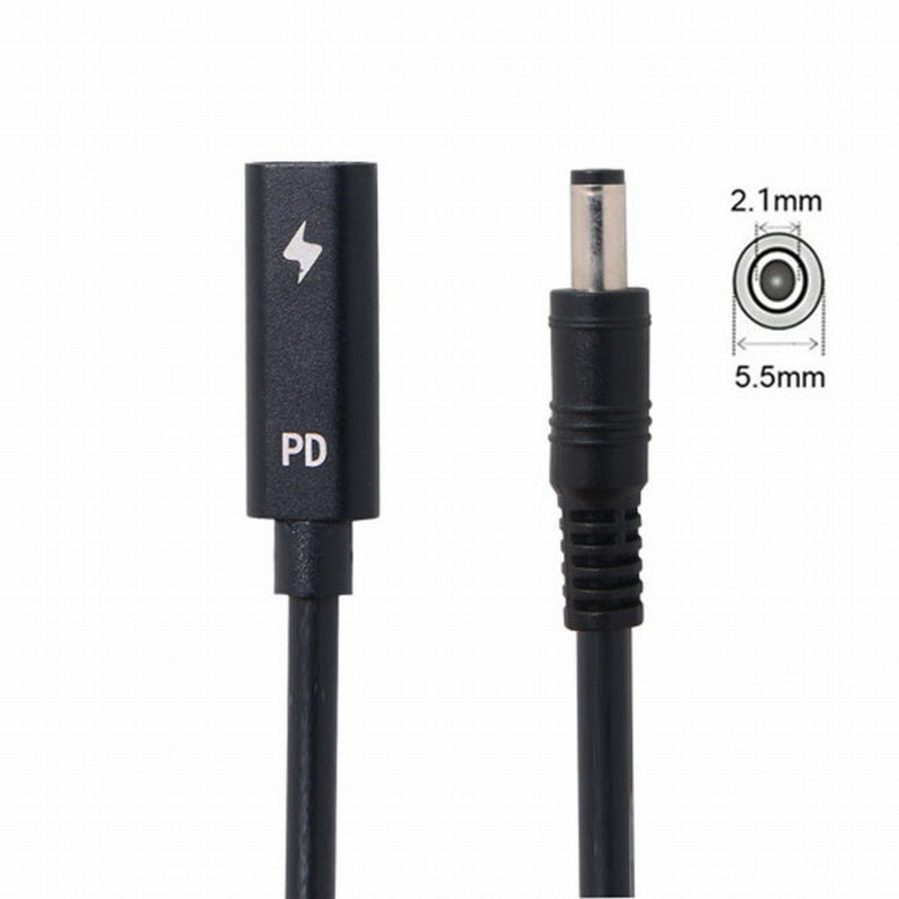 Chenyang Type C USB-C Female Input to DC 5.5*2.1mm Power PD Charge Cable fit for Laptop 18-20V UC-109-5521MM
