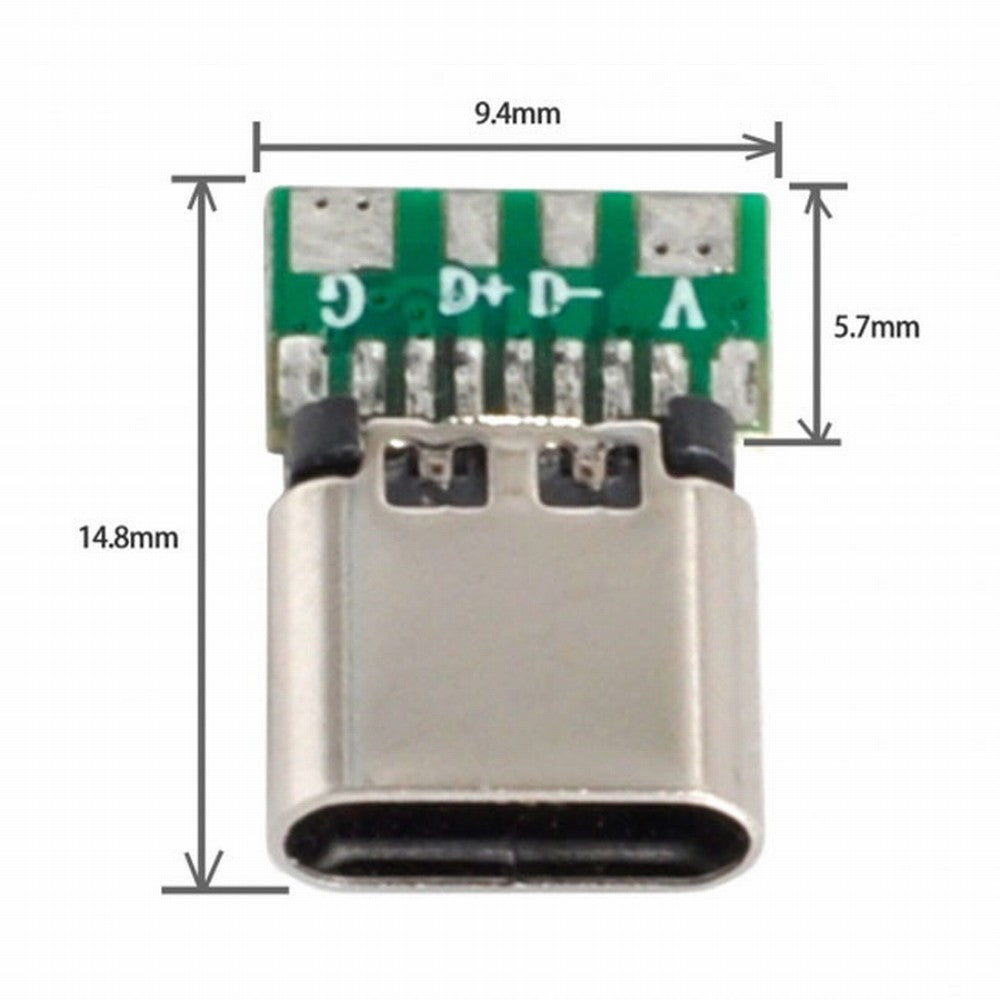 Chenyang 10set DIY 4pin USB 2.0 Type C Female Socket Connector SMT type with PC Board Housing 3.0mm SR UC-071