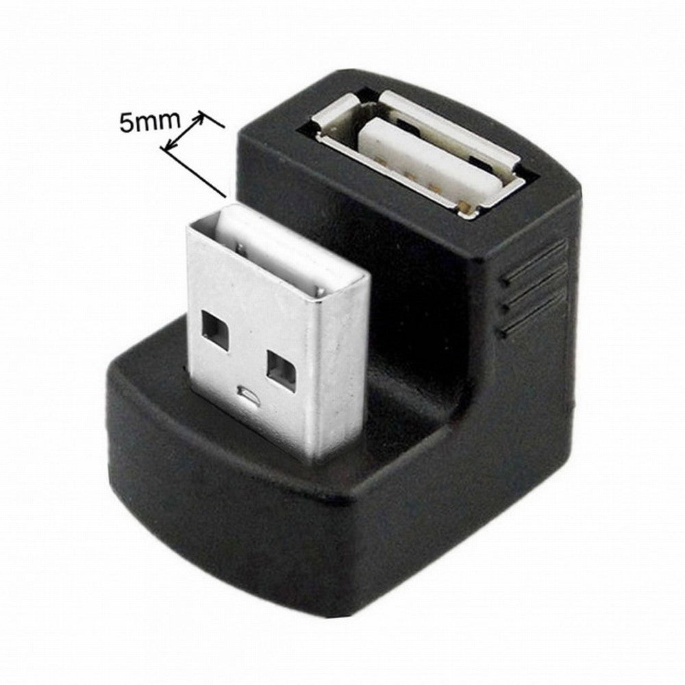 Chenyang 2pcs/Set Up Down Angled USB 2.0 Adapter A Male to Female Extension 180 Degree Black U2-099-DN+UP