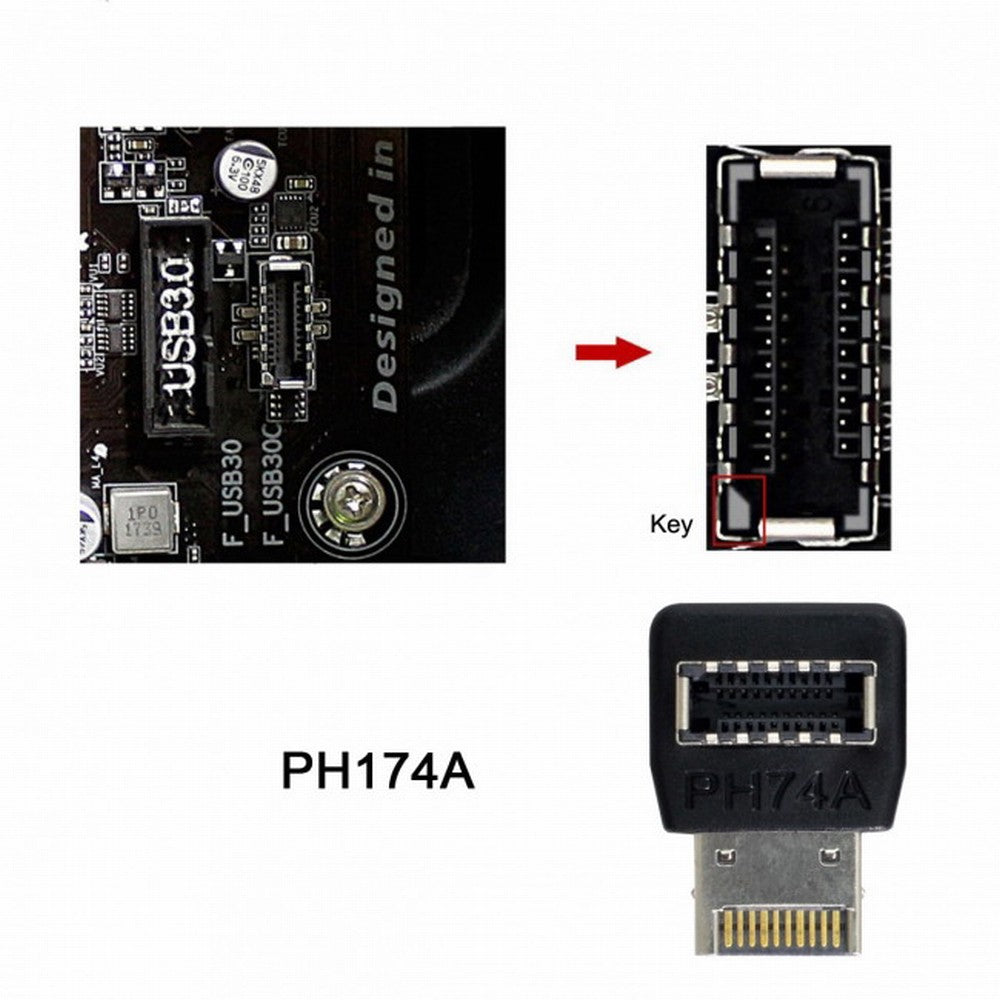 Chenyang 2pcs Overmold USB 3.1 Front Panel Header Male to Female Type-E Motherboard Extension Data Adapter UC-059