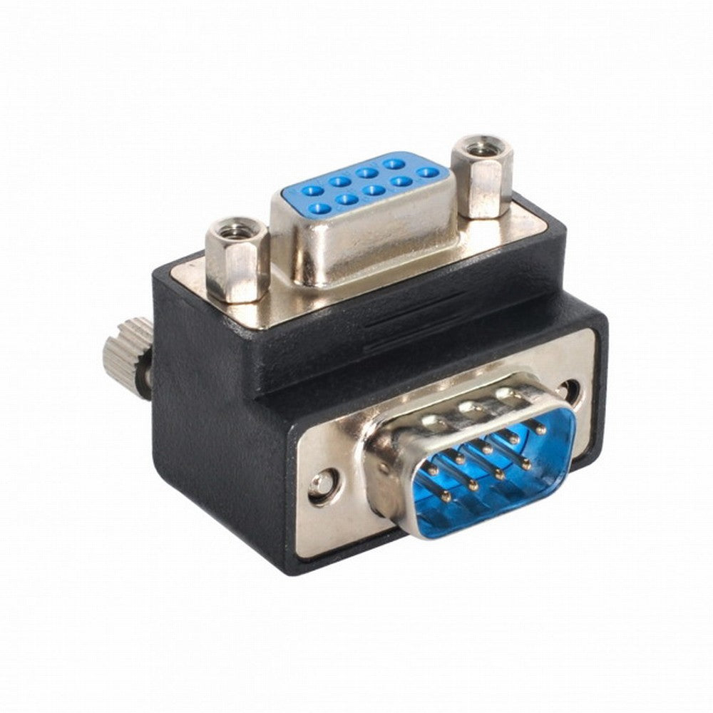 Chenyang Up Angled 90 Degree RS232 D-Sub 9Pin Male Screw Type to Female Nut Type Extension Adapter DB-001-UP