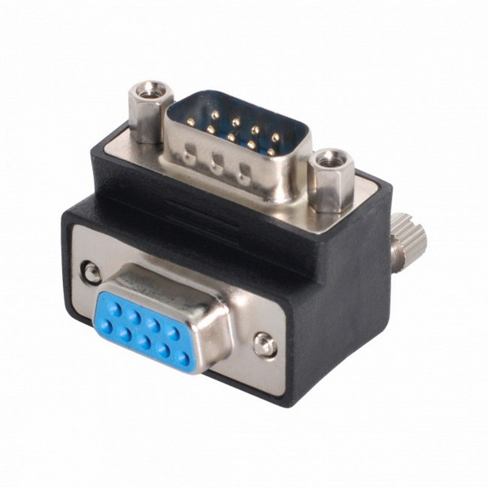 Chenyang D-Sub RS232 9Pin DB9P Male to Female Down Angled 90 Degree Extension Adapter DB-016-DN