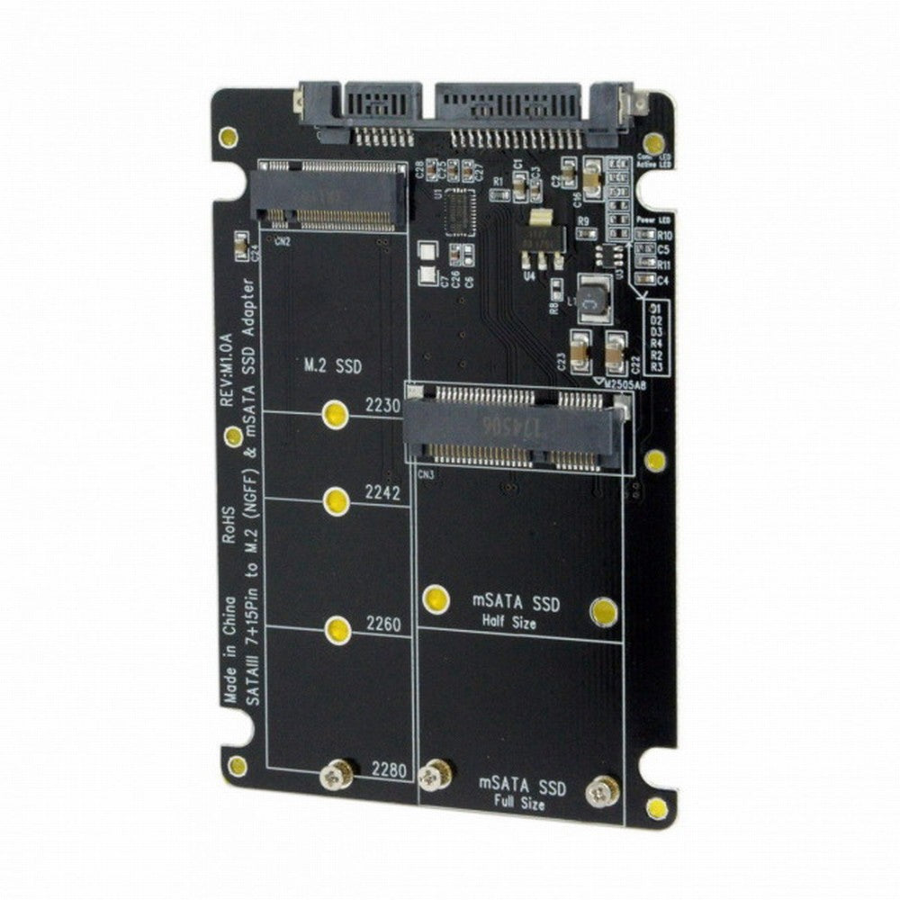 Chenyang 2 in 1 Combo M.2 NGFF B-key mSATA SSD to SATA 3.0 Adapter Converter Case Enclosure SA-115