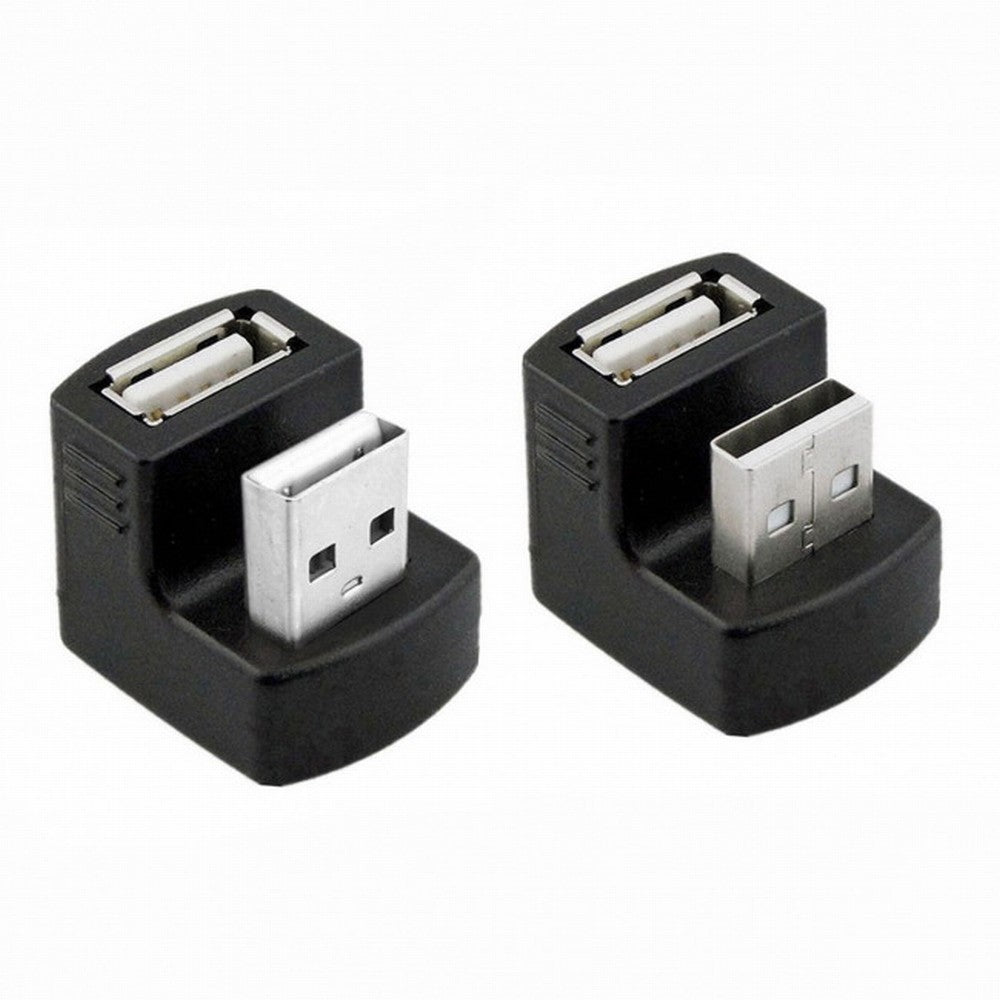 Chenyang 2pcs/Set Up Down Angled USB 2.0 Adapter A Male to Female Extension 180 Degree Black U2-099-DN+UP