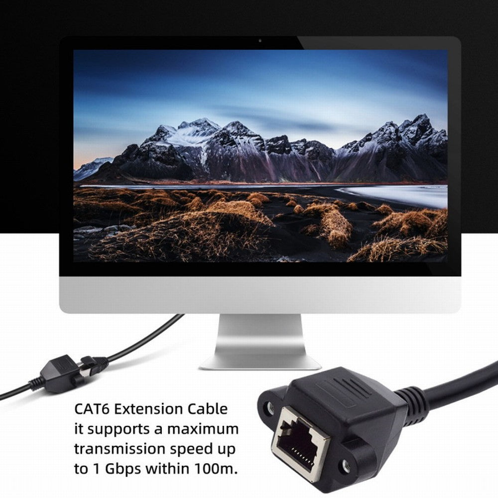 Chenyang Left Angled 90 Degree 8P8C FTP STP UTP Cat6 Male to Female Lan Ethernet Network Extension Cable with Panel Mount Holes UT-011-LE