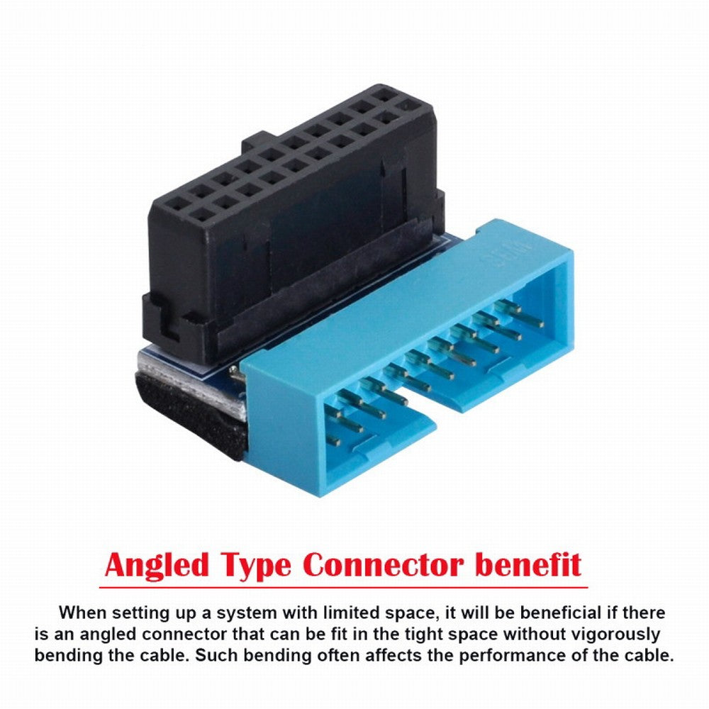 Chenyang Up Angled USB 3.0 20Pin 19Pin Male to Female Extension Adapter 90 Degree for Motherboard Mainboard U3-053-UP