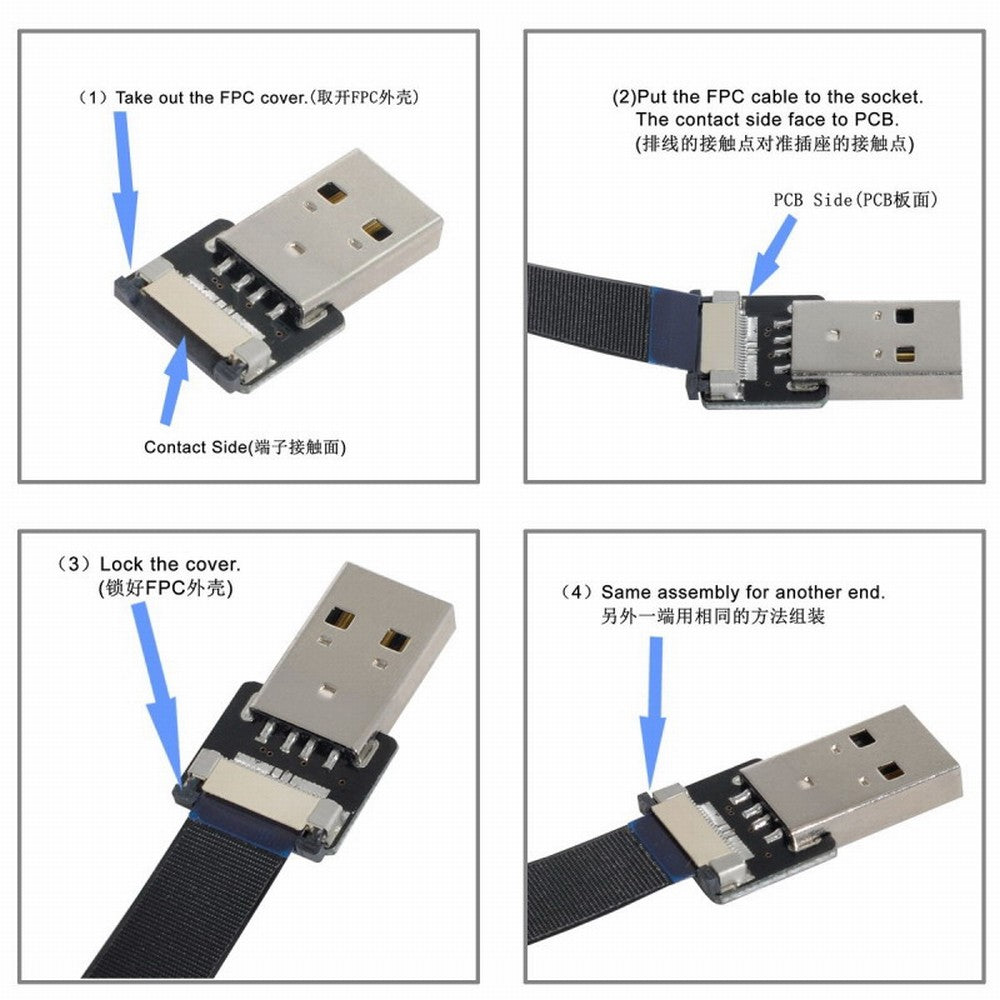 Chenyang CYFPVUSB 5Pin Micro USB2.0 Male 90 Degree Up Angled Connector Socket for FPV HDTV Multicopter Aerial Photography CN-012-UP