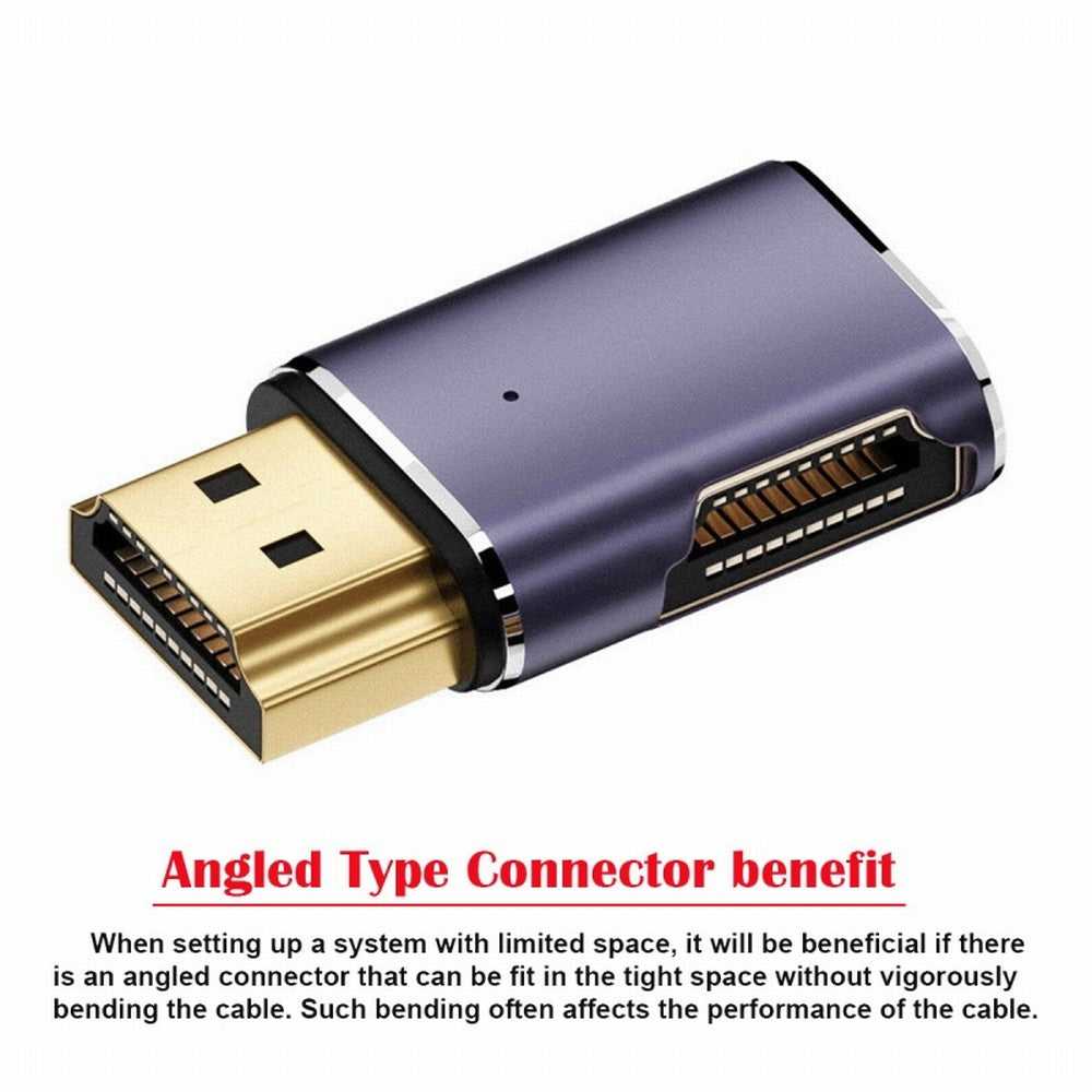 Chenyang HDMI Male to HDMI 2.1 Female Flat Horizontal 90 Degree Right Angled UHD Extension Adapter Support 8K 60hz HDTV HD-011-A8K02
