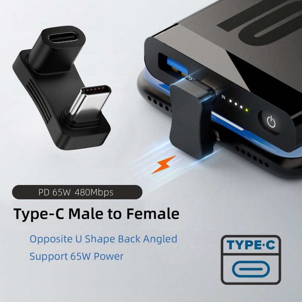 Chenyang 10Gbps USB3.1 Type C Male to Female Power Data Video Adapter Opposite U Shape Back Angled Compatible with Steam Deck Phone Laptop UC-068-OS