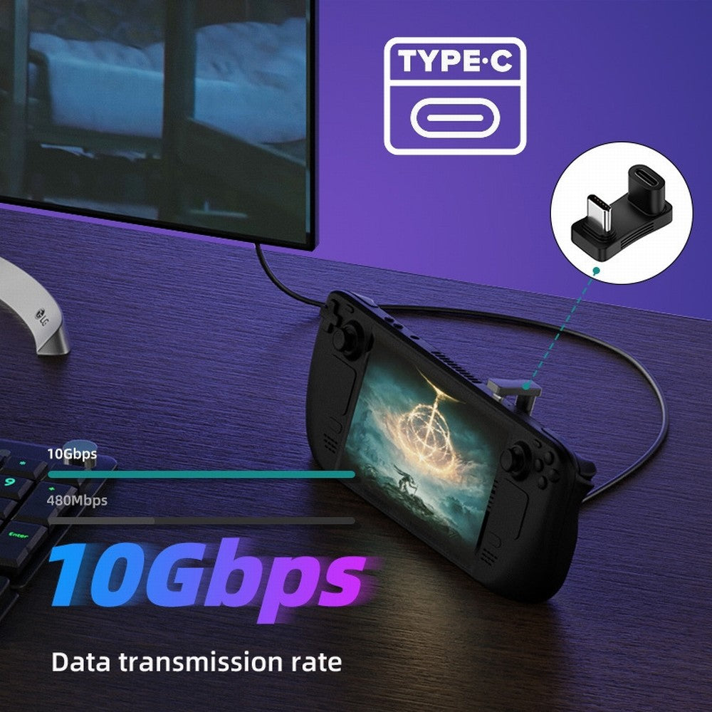 Chenyang 10Gbps USB3.1 Type C Male to Female Power Data Video Adapter Opposite U Shape Back Angled Compatible with Steam Deck Phone Laptop UC-068-OS