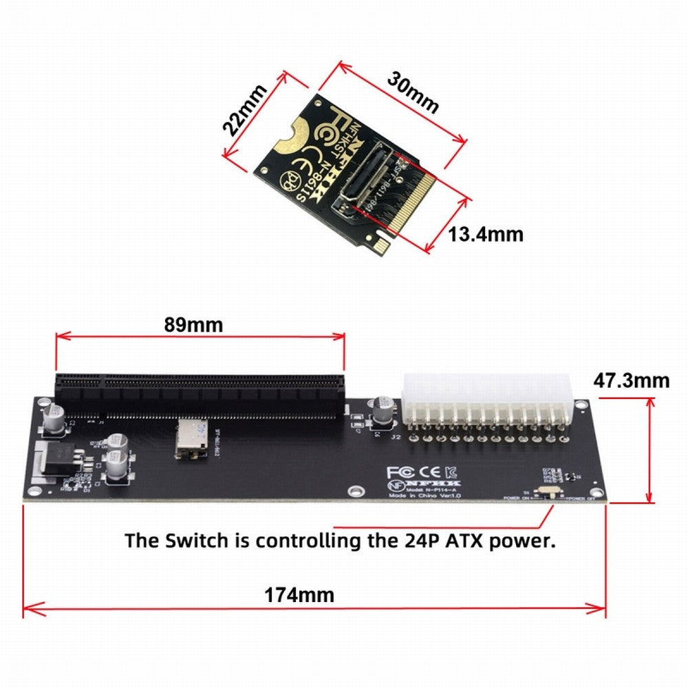 Chenyang PCI-E 3.0 M.2 M-key to Oculink SFF-8612 SFF-8611 Host Adapter for GPD WIN Max2 External Graphics Card & SSD SF-014-BK+SF-061