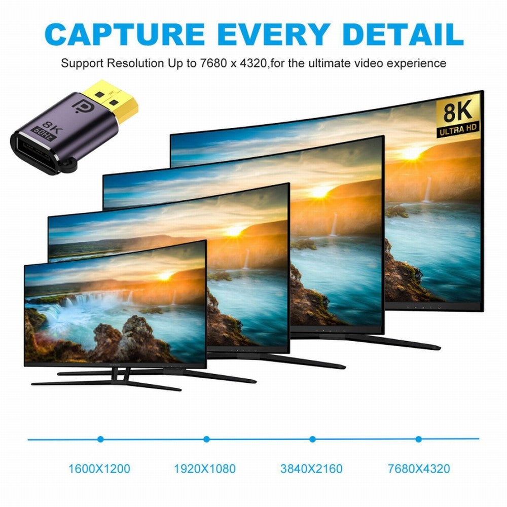 Chenyang DisplayPort 1.4 Male to DP Female 8K 60hz Adapter Ultra-HD UHD 4K 144hz 7680*4320 for Video PC Laptop Monitor DP-036-8K02