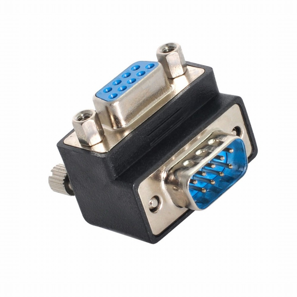 Chenyang Up Angled 90 Degree RS232 D-Sub 9Pin Male Screw Type to Female Nut Type Extension Adapter DB-001-UP