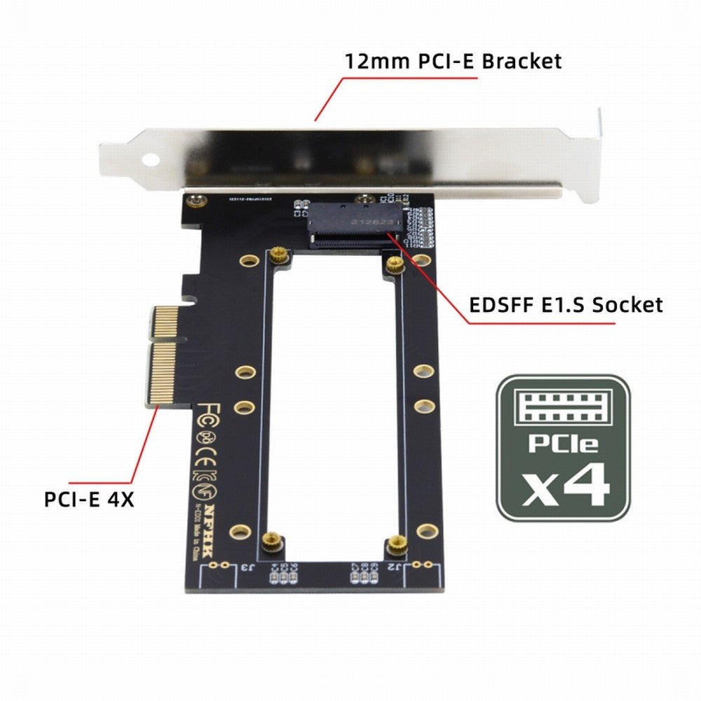Chenyang PCI-E4.0 4X Host Adapter to NVMe Ruler 1U GEN-Z EDSFF 5.9mm 8.0mm Thickness Short SSD E1.S Carrier Adapter SF-036-BK