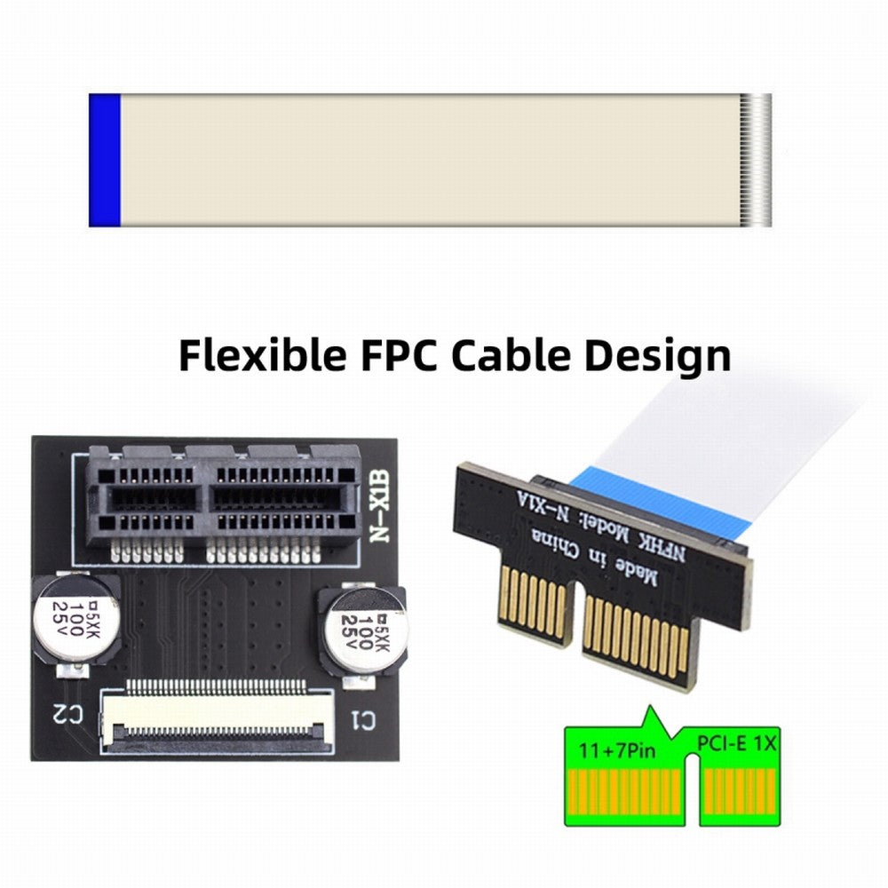 Chenyang Low Profile PCI-E Express 1X Slot Riser Card Extender Extension Ribbon Flex Relocate Cable 10cm 90 Degree Angled EP-017