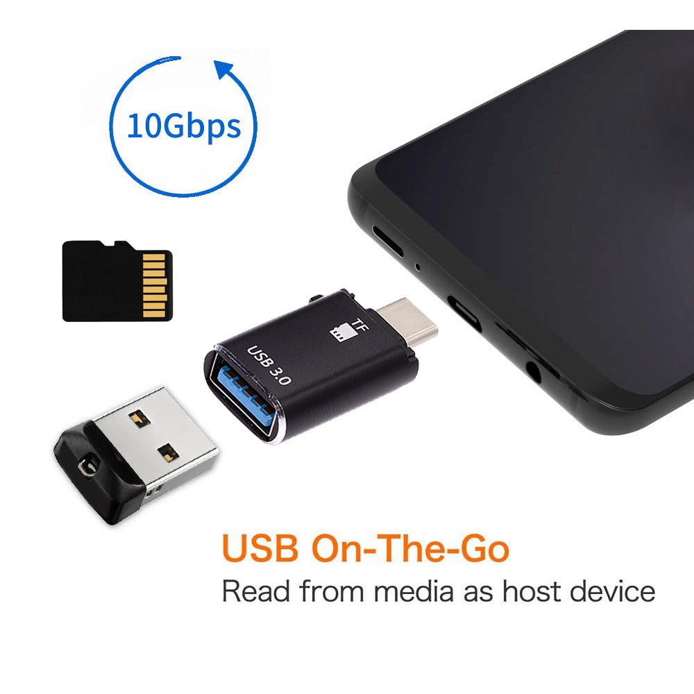 Chenyang 10Gbps USB-C Type-C to USB 3.0 Female OTG & TF Micro-SD Card Reader Adapter for Laptop Tablet Phone UC-035-TF