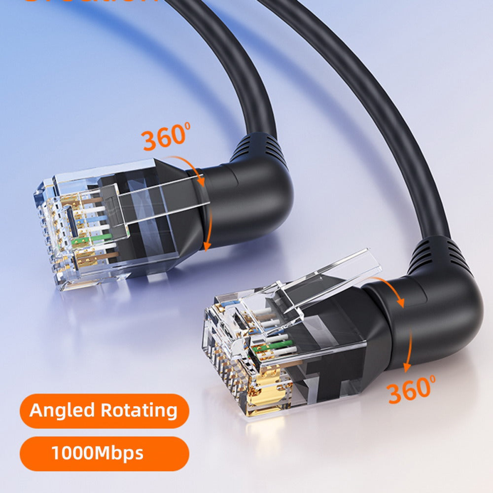 Chenyang CAT6 UTP Male to Male 360 Degree Angled Rotating Cable RJ45 8P8C 1000Mbps for Lan Ethernet Network UT-023
