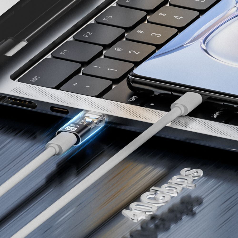 Chenyang Transparent LED USB4 Type C Male to Female Extension 240W Power 40Gbps Data 8K Video Adapter for Phone Laptop UC-103-TR