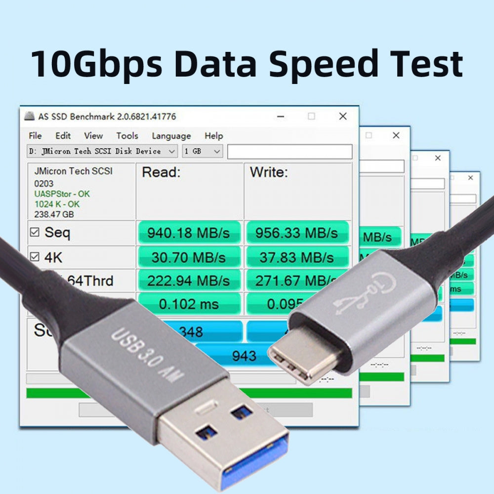 Chenyang 10Gbps USB 3.1 Type C Male to USB3.0 Type A Male Data Power Cable 5V3A for Laptop Phone Disk UC-036-0.30M/UC-036-0.50M