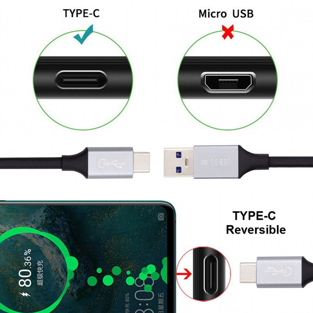 Chenyang 10Gbps USB 3.1 Type C Male to USB3.0 Type A Male Data Power Cable 5V3A for Laptop Phone Disk UC-036-0.30M/UC-036-0.50M