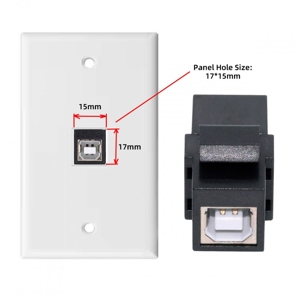 Chenyang USB2.0 A Female to Type-B Female Extension Keystone Jack Coupler Adapter for Wall Plate Panel USB Cable U2-078-AFBF