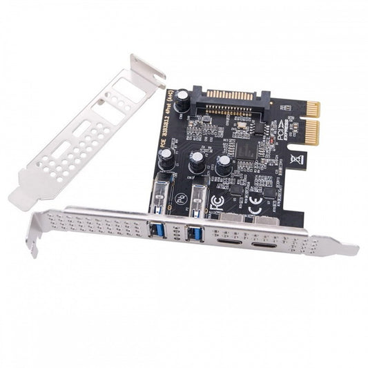 Chenyang Card USB3.1 Gen1 5Gbps Dual Type-A & Type-C USB-C Female to PCI-E Express 1x Card Adapter uPD720201 with Low Profile Bracket UC-087-4P