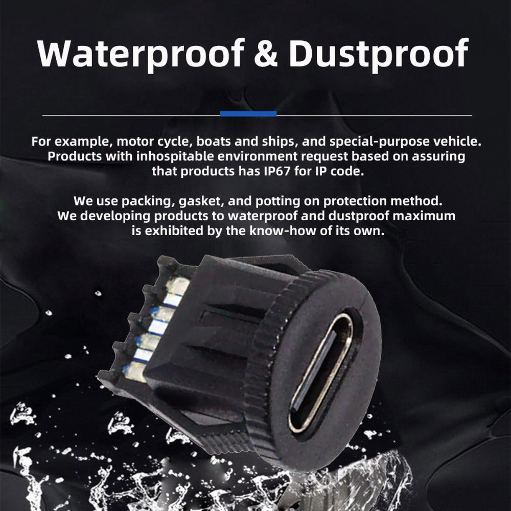 5pcs/set DIY OEM Type C Female Socket Connector to 6Pin PCBA Pinout Round Latch Mount Type DC 5V/20V PD Power IP67