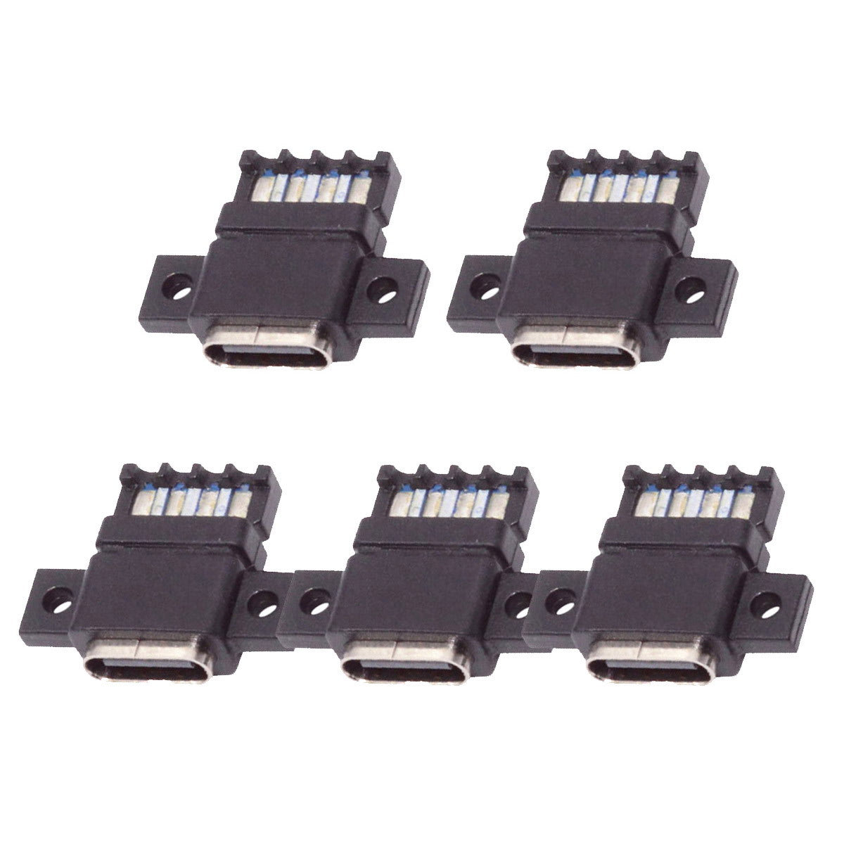 5pcs/set DIY OEM Type C Female Socket Connector to 6Pin PCBA Pinout Flat Scew Mount Type DC 5V/20V PD Power