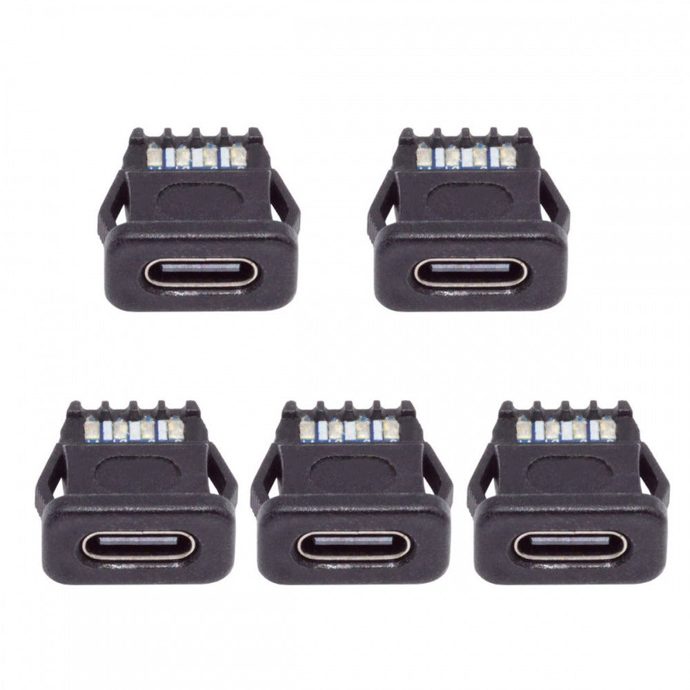 5pcs/set DIY OEM Type C Female Socket Connector to 6Pin PCBA Pinout Rectangle Latch Mount Type DC 5V/20V PD Power IP67