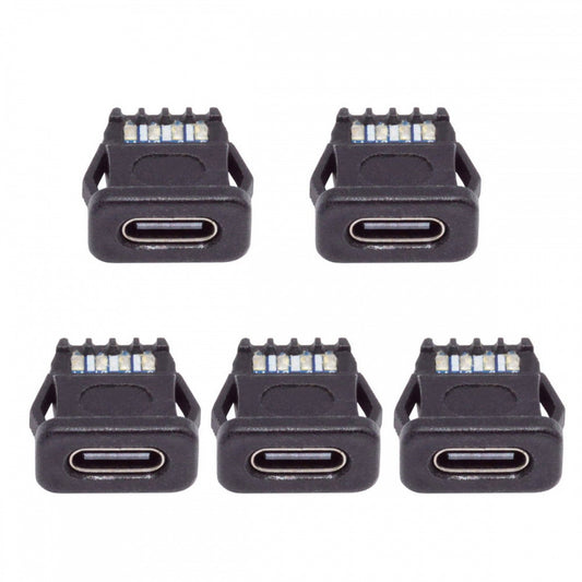5pcs/set DIY OEM Type C Female Socket Connector to 6Pin PCBA Pinout Rectangle Latch Mount Type DC 5V/20V PD Power IP67