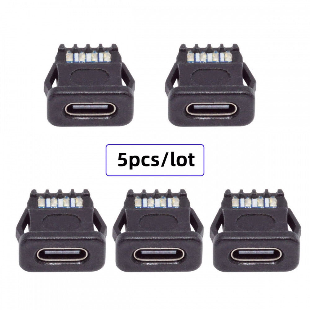 5pcs/set DIY OEM Type C Female Socket Connector to 6Pin PCBA Pinout Rectangle Latch Mount Type DC 5V/20V PD Power IP67