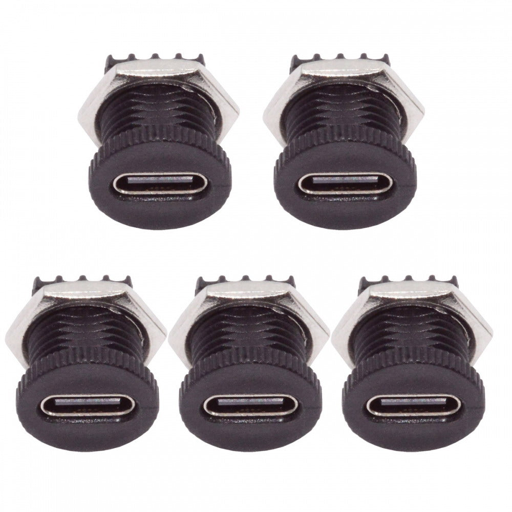 5pcs/set DIY OEM Type C Female Socket Connector to 6Pin PCBA Pinout Scew Nut Mount Type DC 5V/20V PD Power