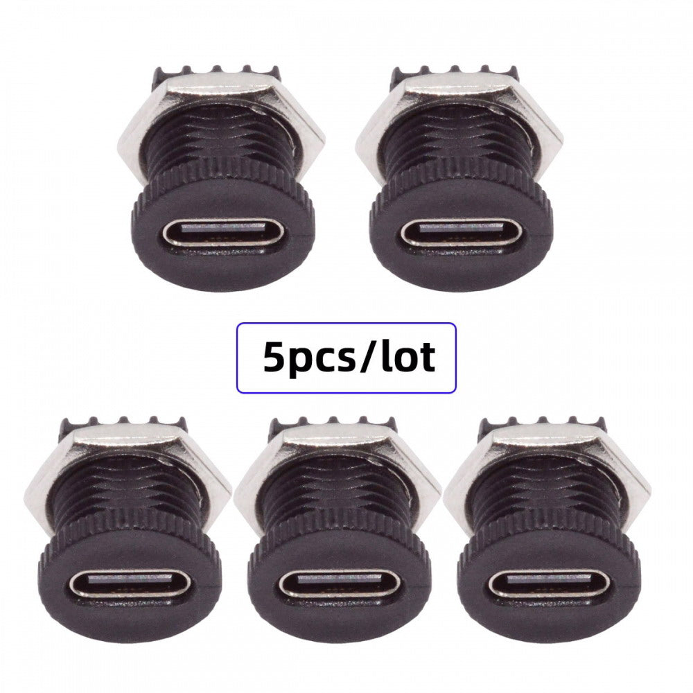 5pcs/set DIY OEM Type C Female Socket Connector to 6Pin PCBA Pinout Scew Nut Mount Type DC 5V/20V PD Power