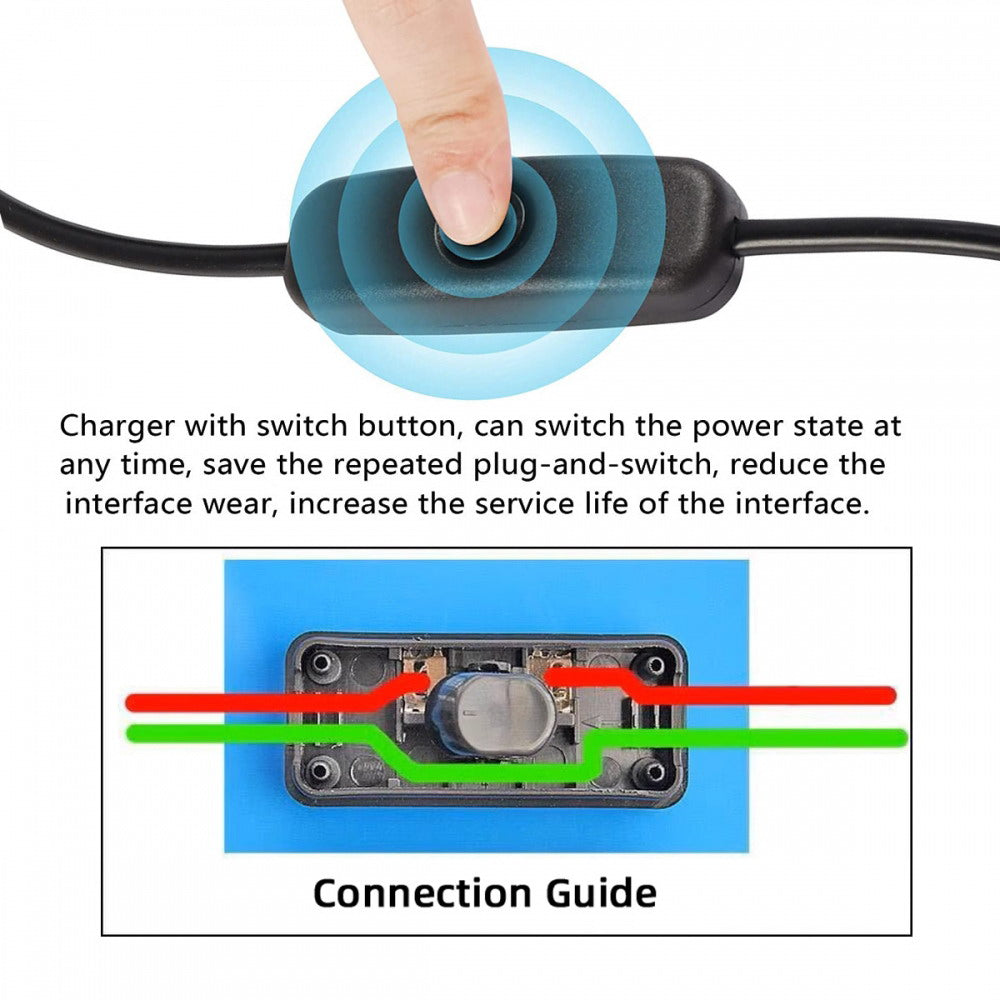 Universal Interruptor 303 Switch Cord Inline On-Off Switch DPST Control Rocker for Bedroom Table Lamp Desk Light Strip