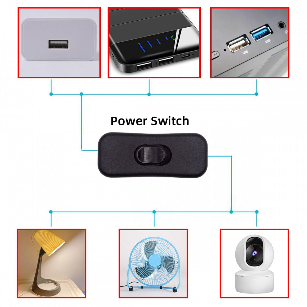 Universal Interruptor 318 Switch Cord Inline On-Off Switch DPST Control Rocker for Bedroom Table Lamp Desk Light Strip