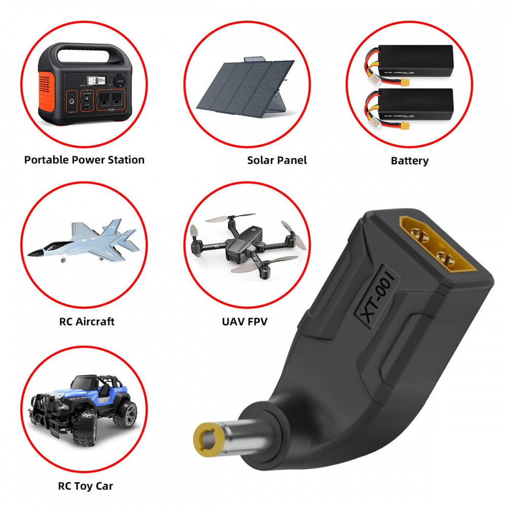 XT60 Male SC100 Protocol to DC 5.5x2.5mm Male Fast Charging Angled Vertical Adapter for RC Lipo Battery Quadcopter Multicopter Aeromodelling