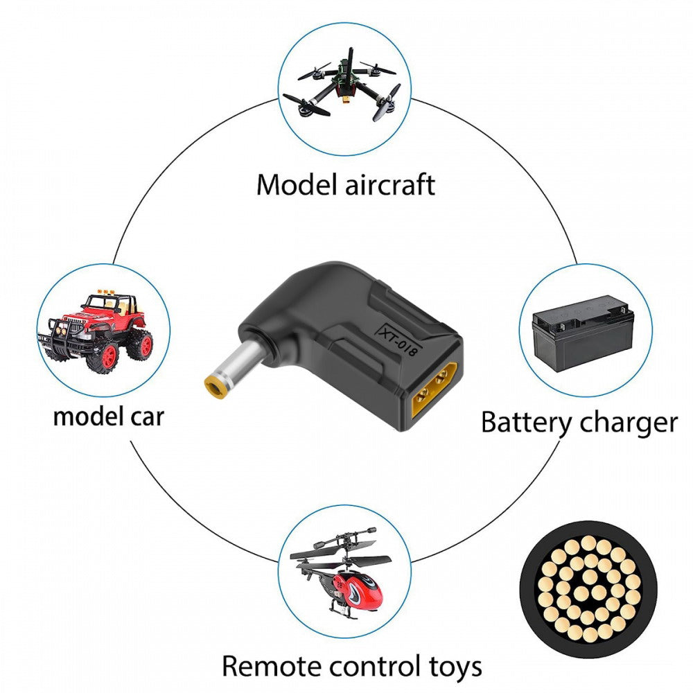 XT60 Male SC100 Protocol to DC 5.5x2.5mm Male Fast Charging Angled Horizontal Adapter for RC Lipo Battery Quadcopter Multicopter Aeromodelling