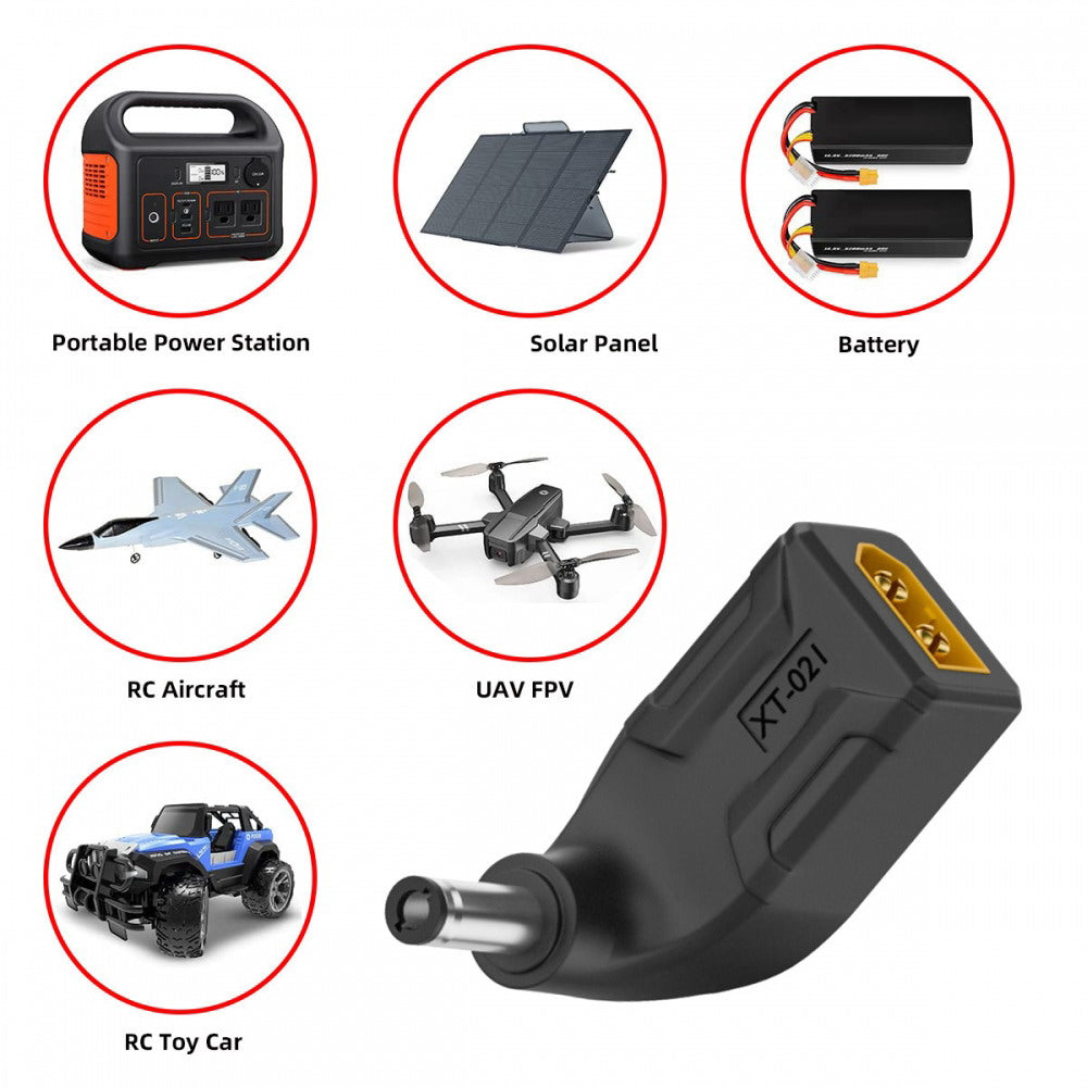 XT60 Male SC100 Protocol to DC 5.5x2.1mm Male Fast Charging Angled Vertical Adapter for RC Lipo Battery Quadcopter Multicopter Aeromodelling