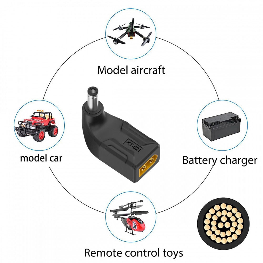 XT60 Male SC100 Protocol to DC 5.5x2.1mm Male Fast Charging Angled Vertical Adapter for RC Lipo Battery Quadcopter Multicopter Aeromodelling