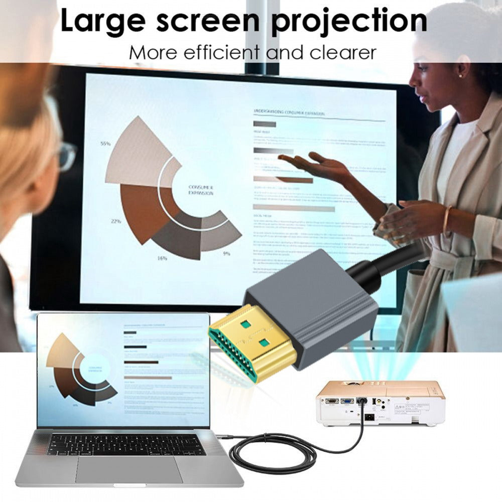 HDMI 2.1 Male to HDMI Male 8K 60hz Stretch Coiled Cable Down Angled 90 Degree for HDTV Computer Laptop Monitor